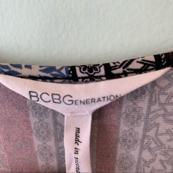 🏷️BCBGeneration Batik Tribal Faux Wrap Open Leg Stretch Romper Jumpsuit POCKETS - Picture 5 of 14